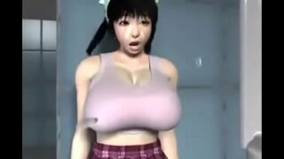 3d japanische Frau Reinigung Toilette